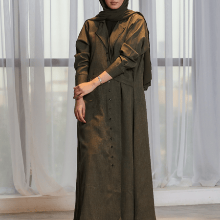 [BT5] - عباية كتان زيتي