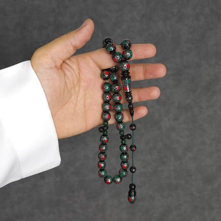 مسباح يسر اسود طبيعي مرصع بالفضه