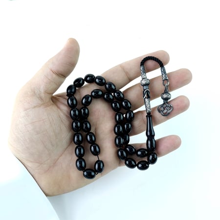 سبحة سندلوس الماني اسود مع طربزونه فضه