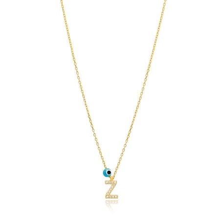 قلادة جذابة وبراقة بلمعة الذهب مزينة بحرف Z والخرزة الزرقاء -من مجموعة نفيس هدايا مجوهرات هدية نسائية فاخرة Z 6784