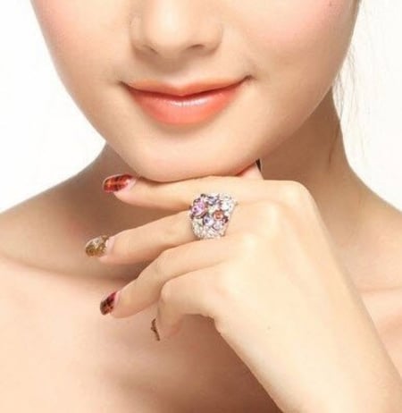 خاتم نسائي مطلي بالذهب مقاس 7.25 أمريكي