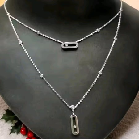 سلسال ميسيكا طبقتين مع الكرستالات