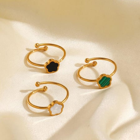 خاتم وردة البرسيم من الفولاذالمقاوم للصدأ