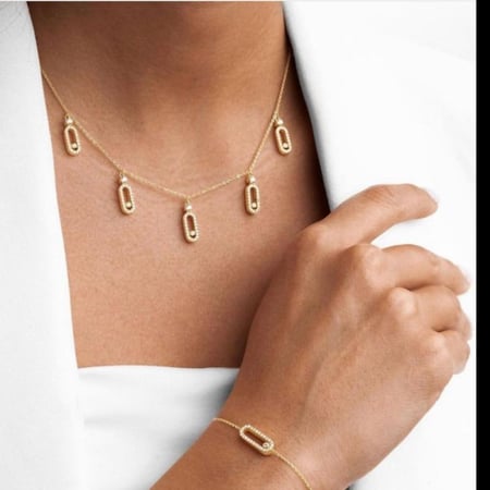 سلسال ذهبي ميسيكا الشهير من الفولاذ ومرصع بالزركون الفاخر