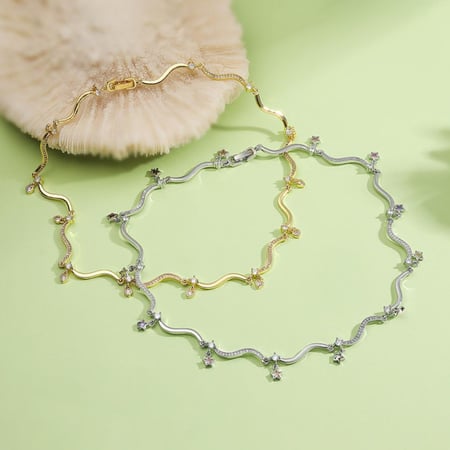 عقد تصميم ويفي فخم مرصع بالزركون الاصلي