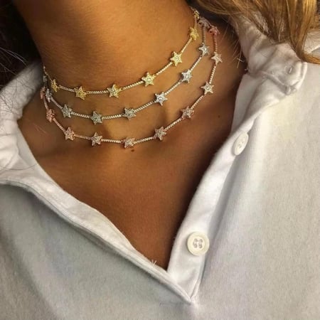 طقم النجوم المطلي والمرصع بالزركون الفخم