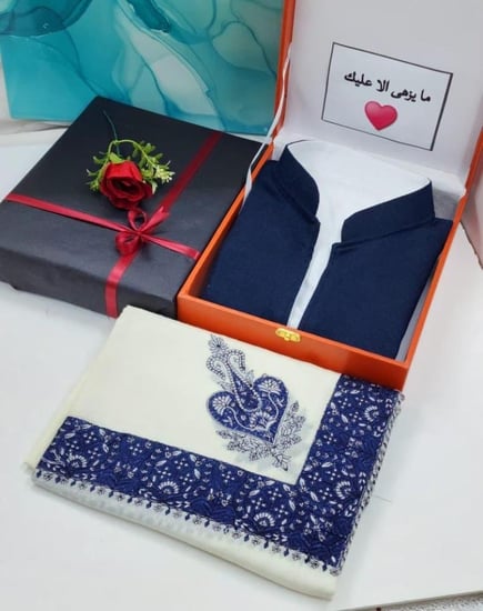 بوكس شال كشميري مع سديري–هدية رجالية شتوية