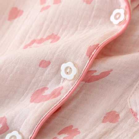 بجامة قطنية وردية - ثلاث قطع