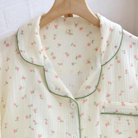 بجامة قطنية ناعمة بنقشة ورد - راحة أنيقة لبشرة حساسة