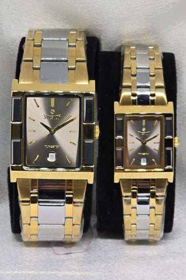 طقم سيفستون - ميناء رمادي - اطار رمادي و ذهبي