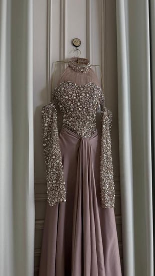 فستان تفته حرير مطرز