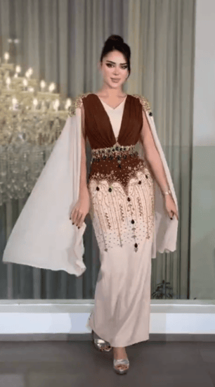 قفطان مغربي تطريز يدوي فخم