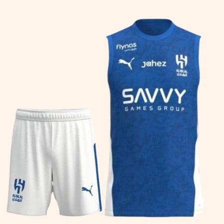 طقم تمارين الهلال الجديد كت ازرق بدون اكمام الجديد