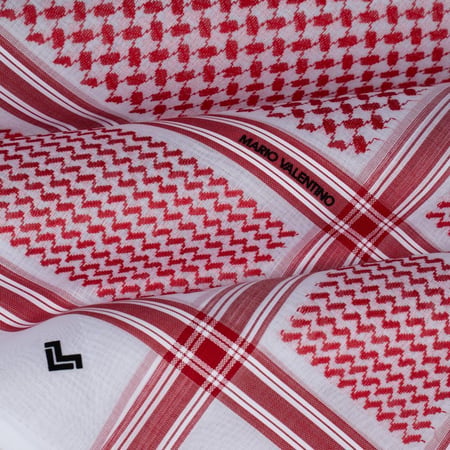 2 أشمغة / شماغ ماريو فالنتينو الاحمر SVBR16 الإيطالي + شماغ ماريو فالنتينو الأبيض  SVBW15 ايطالي