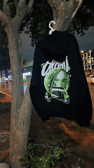 (Rise in Light Oversized Hoodie (Black