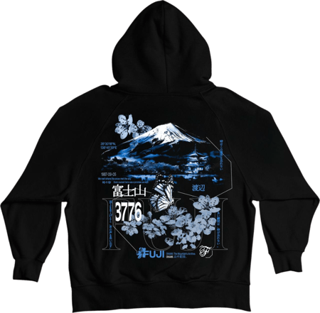 Fuji Oversized Black Hoodie