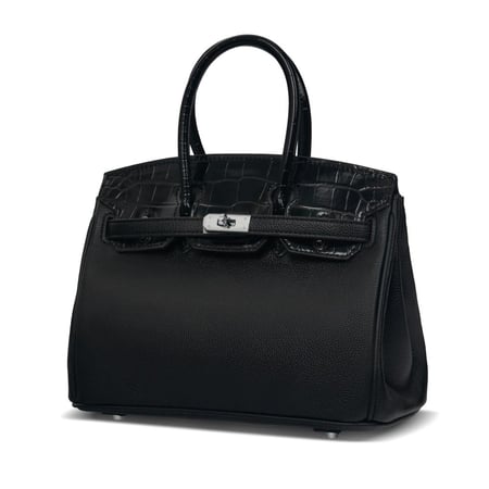 بيركن وسط اسود كروك قفل فضي