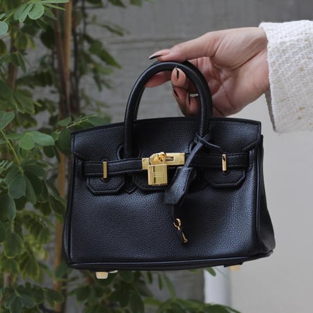 ميني بيركن اسود قفل ذهبي