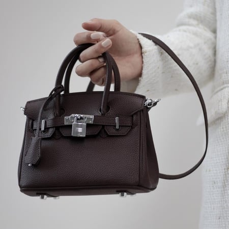 ميني بيركن بني قفل فضي