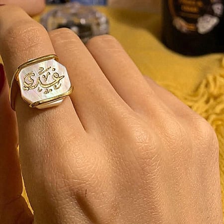 خاتم ملكي سداسي نسائي من الفضه الايطاليه عيالر 925