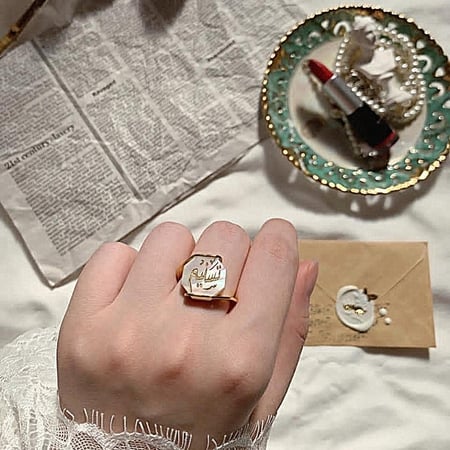 خاتم ملكي سداسي نسائي من الفضه الايطاليه عيالر 925