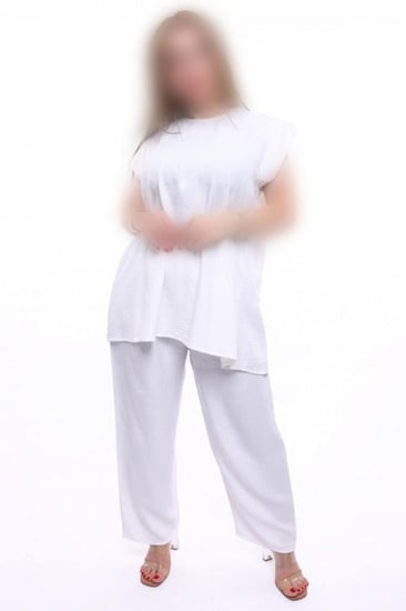طقم تحت العباية | بلوزة وبنطلون | أوف وايت |