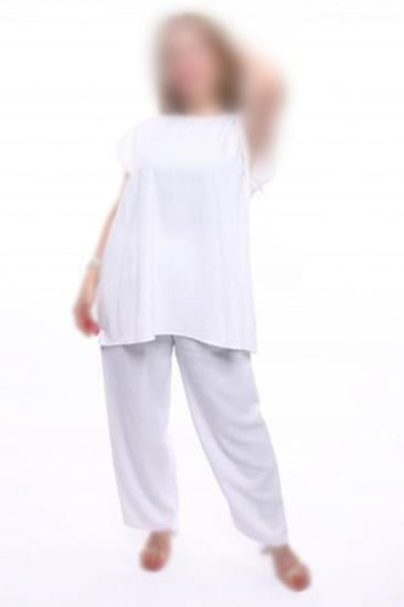 طقم تحت العباية | بلوزة وبنطلون | أوف وايت |