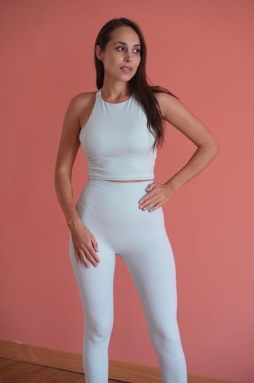طقم يوغا ازرق فاتح من قطعتين مقاس;L/M/S