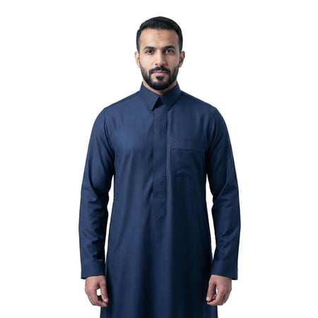 ثوب رجالي شتوي سحاب قلاب - الأصيل كحلي