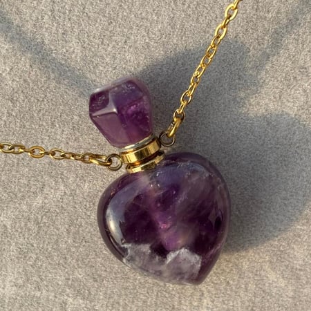 Heart Perfume Necklace, Amethyst