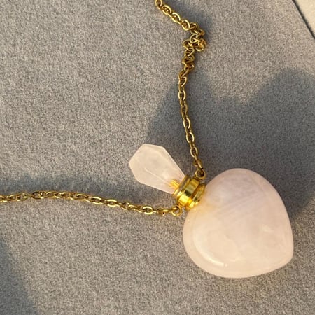 Heart Perfume Necklace, Rose Quartz