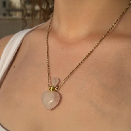 Heart Perfume Necklace, Rose Quartz