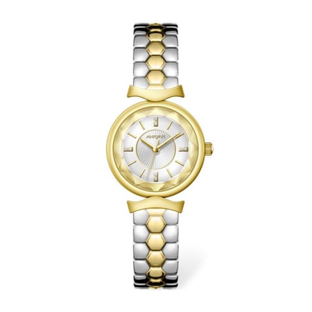 ساعة مارفينا النسائية فضي ذهبي مينا ابيض