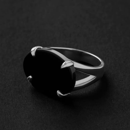 خاتم ملكي مخالب فضه عيار 925 - اسود