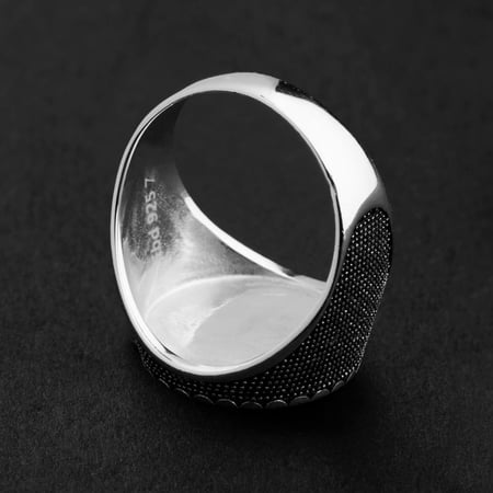 خاتم رسمي دائري فضة عيار 925 - اسود