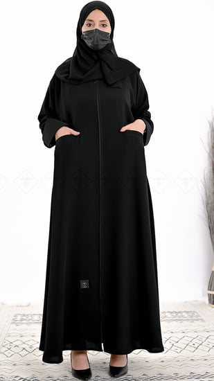 عباية سوداء مع سحاب مخفي