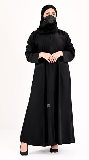 عباية جيوب كم مقلوب اسود
