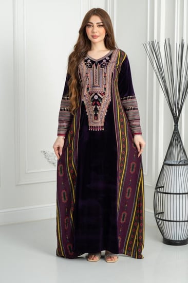 جلابيه مخمل تراثي ريتا مشجر3