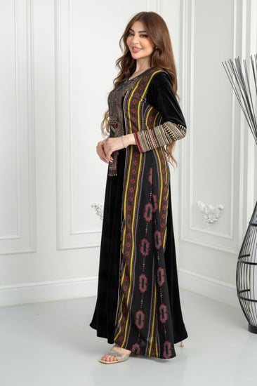 جلابيه مخمل تراثي ريتا مشجر3