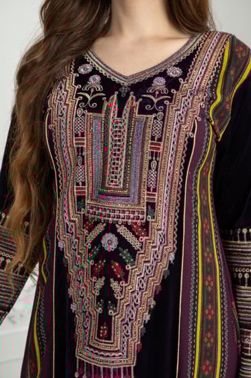 جلابيه مخمل تراثي ريتا مشجر3