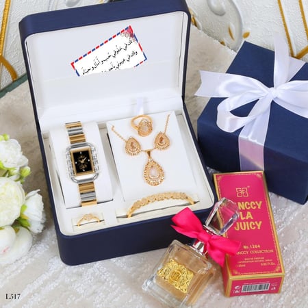 طقم ساعه نسائي مع اكسسوار زركون