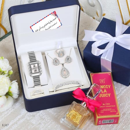 طقم ساعه نسائي مع اكسسوار زركون