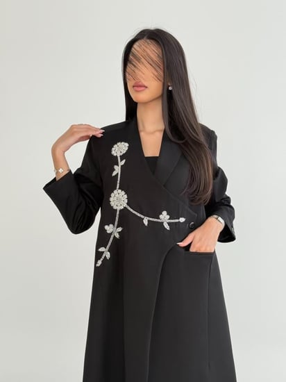 بليزر سمر بقماش كريب ايطالي شك فضي