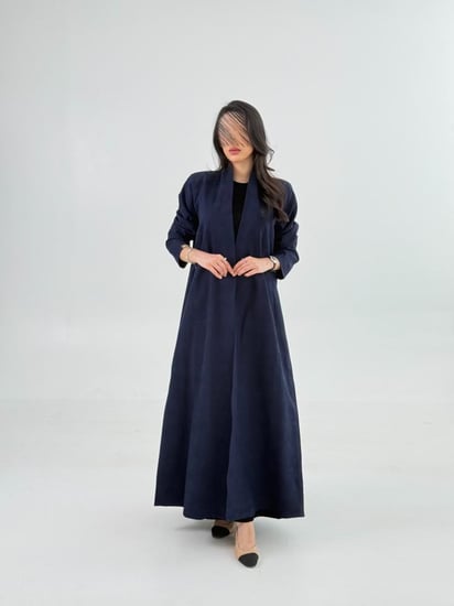 بليزر | عباية ديلان بقماش حرير تركي مشجر  كحلي