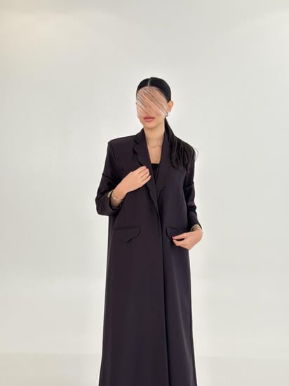 عباية | بليزر عفافة بقماش كريب باربي  بنفسجي غامق