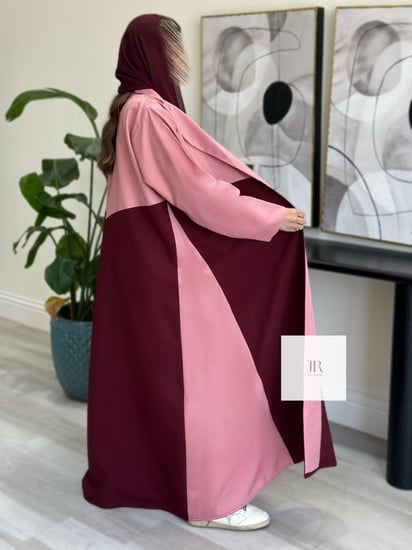 عباية ميار | عنابي تدخيلات وردي