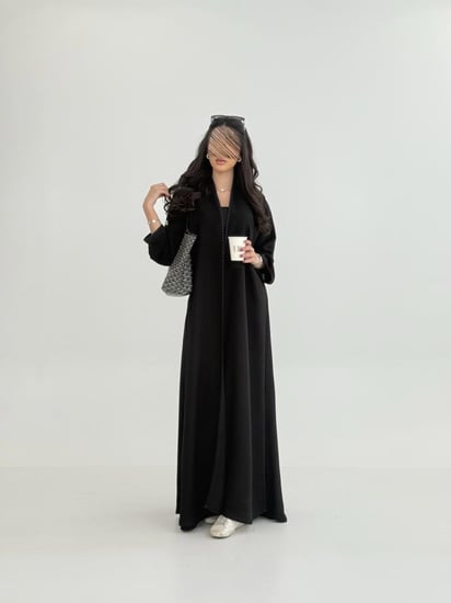 عباية امثال بقماش انترنت كويتي  بتطريز كحلي