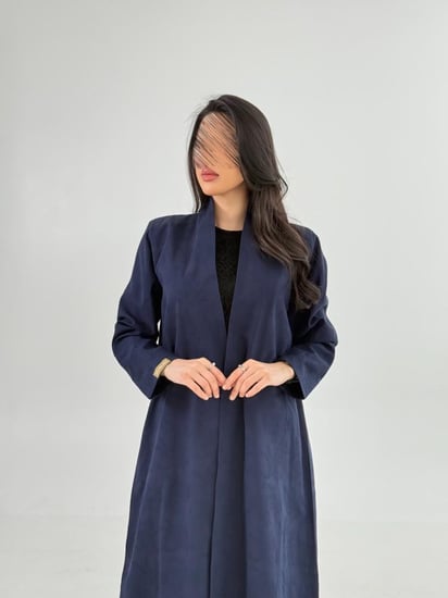 بليزر | عباية ديلان بقماش حرير تركي مشجر  كحلي