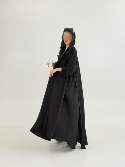 عباية امثال بقماش انترنت كويتي  بتطريز كحلي