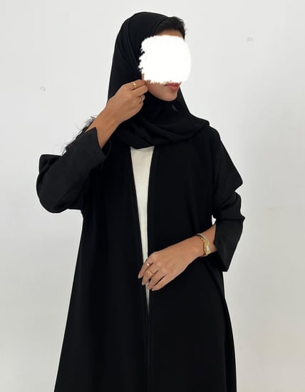 كريب أسود كلوش اكمام مع أكمام جاكار